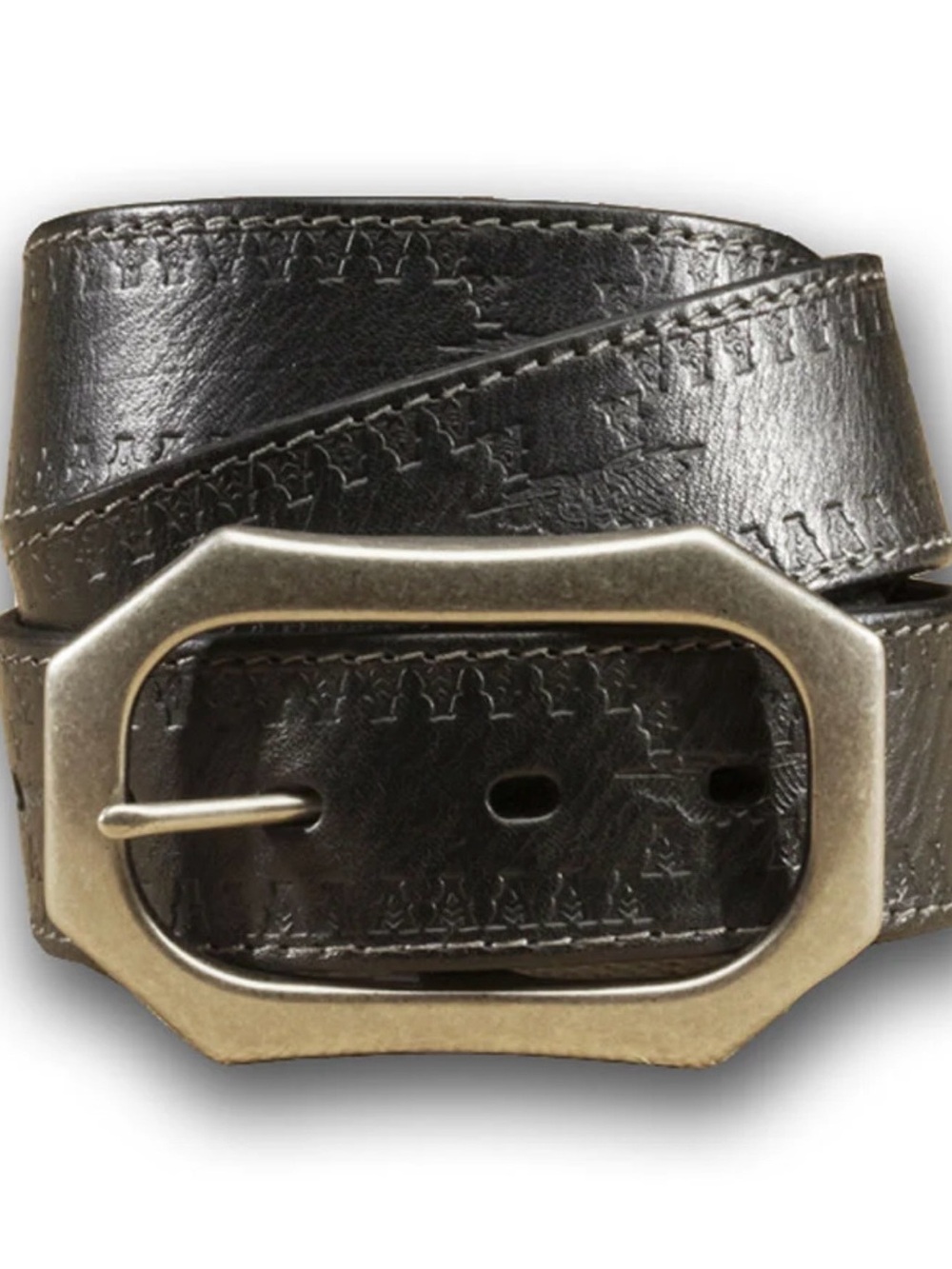 A. Kurtz Men's Radley Black Leather Belt with Oval Brushed Silver Buckle Size 40